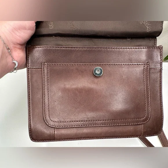 Fossil Vintage Brown Leather Crossbody Wallet Purse | 90s Y2K Minimalist - Picture 7 of 13